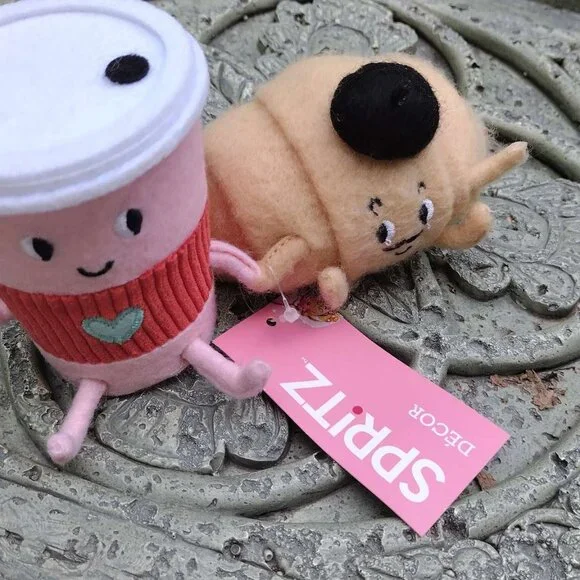 Target Spritz Felt Coffee & Croissant Duo Valentine's Day Figurine 2025 NEW - Picture 6 of 9